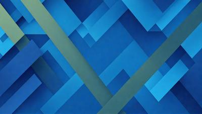 The primary subject of the image is a blue and green geometric pattern. The setting is a blue background, and the visual style appears to be a digital art or illustration. The dominant colors are blue and green, creating a calm and soothing atmosphere.