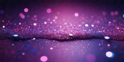 The primary subject of the image is a purple background with a pattern of pink and blue lights. The setting appears to be a dark room, and the visual style is a combination of a photo and digital art. The colors and mood of the image are predominantly purple and blue, creating a serene and calming atmosphere.