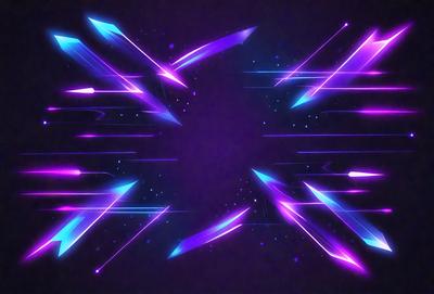 The primary subject of the image is a purple background with a pattern of blue and purple lines. The setting appears to be a dark room, and the visual style is a digital art or illustration. The colors and mood of the image are predominantly purple and blue, creating a calm and serene atmosphere.