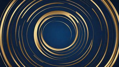 The primary subject of the image is a blue circle with a gold ring around it. The setting is a dark blue background, and the visual style appears to be a combination of a photo and digital art. The colors and mood of the image are predominantly dark and moody, with the gold ring adding a touch of warmth and contrast to the overall atmosphere.