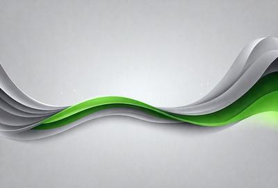 The primary subject of the image is a green and white wave, which is the main focus of the scene. The wave is depicted in a digital art style, giving it a modern and visually appealing appearance. The setting is a white background, which provides a clean and minimalist look to the image. The colors and mood of the image are predominantly green and white, creating a sense of calmness and tranquility.
