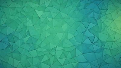 The primary subject of the image is a green wall with a pattern of triangles. The setting is a room with a blue background. The visual style is a combination of digital art and illustration. The dominant colors are green and blue, creating a calm and soothing atmosphere.