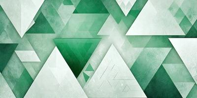 The primary subject of the image is a geometric pattern featuring triangles and green background. The setting is a white and green background, which creates a visually appealing contrast with the pattern. The visual style of the image is a combination of digital art and illustration, showcasing the intricate design of the triangles. The colors and mood of the image are predominantly green and white, giving it a clean and modern appearance.
