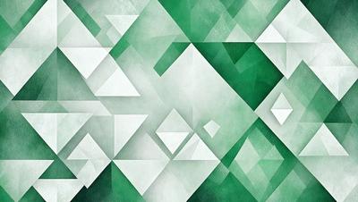 The primary subject of the image is a green and white geometric pattern. The setting is a white and green background, which creates a visually appealing contrast with the pattern. The visual style of the image is a combination of digital art and illustration, giving it a unique and artistic appearance. The dominant colors in the image are green and white, creating a calm and soothing atmosphere.