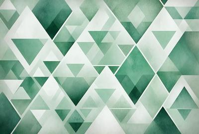 The primary subject of the image is a pattern of triangles, which are arranged in a geometric design. The setting is a green background, which adds a vibrant and lively atmosphere to the scene. The visual style of the image is a combination of digital art and illustration, creating a unique and eye-catching design. The dominant colors in the image are green and white, which contribute to the overall mood of the pattern.