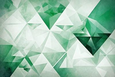 The primary subject of the image is a green and white geometric pattern. The setting is a white background, and the visual style is a digital art or illustration. The dominant colors are green and white, creating a calm and soothing atmosphere.