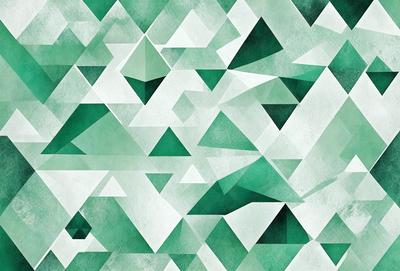 The primary subject of the image is a green and white geometric pattern. The setting is a green background, and the visual style is a digital art or illustration. The dominant colors are green and white, creating a calm and soothing atmosphere.