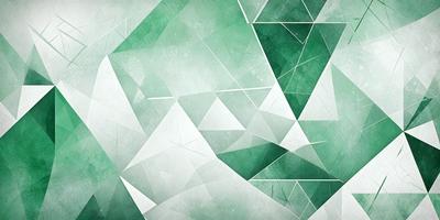 The primary subject of the image is a green and white geometric pattern. The setting is a white wall, and the visual style is a combination of digital art and illustration. The dominant colors are green and white, creating a calm and soothing atmosphere.