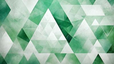 The primary subject of the image is a green and white geometric pattern. The setting is a wall with a green background, and the visual style is a combination of digital art and illustration. The dominant colors are green and white, creating a calm and soothing atmosphere.