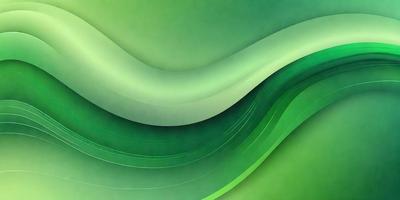 The primary subject of the image is a green, curved, and flowing design. The setting is a green background, which complements the design. The visual style is a digital art or illustration, creating a vibrant and lively atmosphere. The colors and mood are predominantly green, giving the image a fresh and natural feel.