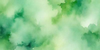 The primary subject of the image is a green, watercolor-like painting of a leafy plant. The setting is a cloudy sky, and the visual style is a combination of a painting and a digital artwork. The colors and mood of the image are predominantly green, creating a serene and natural atmosphere.