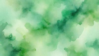 The primary subject of the image is a green, watercolor-style painting of a leafy plant. The setting is a green background, which complements the vibrant green color of the plant. The visual style is a watercolor painting, giving the image a unique and artistic appearance. The colors and mood of the painting are predominantly green, creating a serene and natural atmosphere.