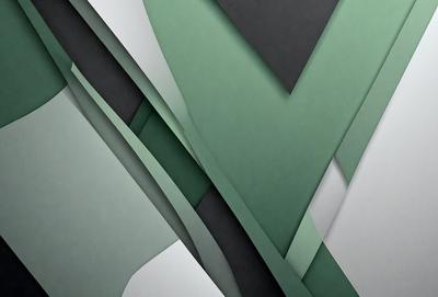 The primary subject of the image is a green and white geometric pattern. The setting is a white background, and the visual style appears to be a digital art or illustration. The dominant colors are green and white, creating a calm and soothing atmosphere.