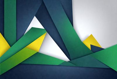 The primary subject of the image is a green and yellow triangle, which is the main object, scene, or focus of the image. The setting is a white background, and the visual style is a digital art or illustration. The dominant colors are green and yellow, creating a lively and vibrant atmosphere.