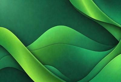 The primary subject of the image is a green, leaf-like pattern or design. The setting is a green background, which complements the green design. The visual style appears to be a digital art or illustration, as the design is intricate and detailed. The colors and mood of the image are predominantly green, creating a calm and serene atmosphere.
