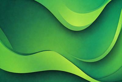 The primary subject of the image is a green, curved, and flowing design, which appears to be a digital art or illustration. The setting is a green background, and the visual style is a combination of digital art and illustration. The colors and mood of the image are predominantly green, creating a calm and soothing atmosphere.