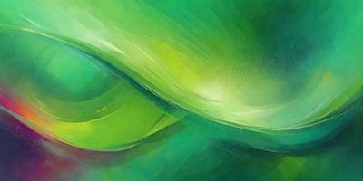 The primary subject of the image is a green, swirling, and flowing pattern. The setting is a green background, which complements the vibrant colors of the pattern. The visual style is a combination of digital art and illustration, creating a dynamic and eye-catching design. The colors and mood of the image are predominantly green, with a sense of movement and energy.