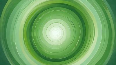 The primary subject of the image is a large, circular, green, and white pattern. The setting is a green background, and the visual style appears to be a combination of a photo and digital art. The colors and mood of the image are predominantly green and white, creating a calm and serene atmosphere.
