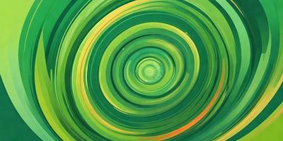 The primary subject of the image is a large, colorful spiral or swirl, which appears to be a part of a painting or drawing. The spiral is surrounded by a vibrant green background, giving the scene a lively and dynamic feel. The visual style of the image suggests that it is a digital art or illustration, with the spiral and background colors creating a striking and eye-catching pattern. The overall atmosphere of the image is energetic and engaging, with the spiral's vivid colors