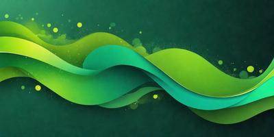 The primary subject of the image is a green and white swirl pattern. The setting is a dark green background, which contrasts with the swirl pattern. The visual style is a digital art or illustration, as the swirl pattern appears to be a part of a larger design. The colors and mood of the image are predominantly green and white, creating a sense of movement and fluidity.