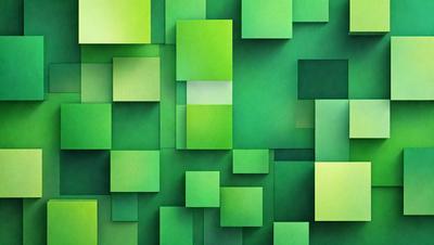The primary subject of the image is a green, square-shaped pattern. The setting is a green background, which creates a vibrant and lively atmosphere. The visual style is a combination of digital art and illustration, giving the image a unique and creative appearance. The colors and mood are predominantly green, which adds a sense of freshness and tranquility to the scene.