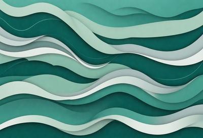 The primary subject of the image is a large, colorful wave. The wave is depicted in a patterned design, giving it a dynamic and visually appealing appearance. The setting is a blue background, which complements the vibrant colors of the wave. The visual style of the image is a combination of digital art and illustration, creating a unique and eye-catching piece of art. The dominant colors in the image are blue and green, which evoke a sense of calmness and tranquility.
