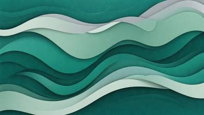 The primary subject of the image is a large, colorful, and intricate artwork featuring a wave pattern. The setting is a green background, which complements the vibrant colors of the artwork. The visual style is a combination of digital art and illustration, creating a unique and eye-catching design. The dominant colors are green, blue, and white, giving the artwork a calming and soothing atmosphere.