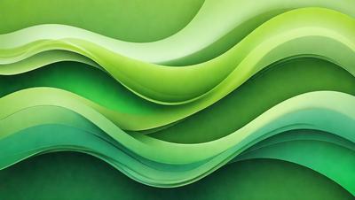 The primary subject of the image is a green, curved, and wavy surface, which appears to be a piece of art or a digital illustration. The setting is a dark background, which contrasts with the green surface. The visual style is a combination of digital art and illustration, creating a unique and eye-catching design. The colors and mood of the image are predominantly green, giving it a calm and soothing atmosphere.