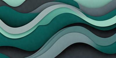 The primary subject of the image is a large, colorful wave. The wave is depicted in a patterned design, giving it a dynamic and visually appealing appearance. The setting is a dark background, which contrasts with the vibrant colors of the wave. The visual style of the image is a combination of digital art and illustration, creating a unique and eye-catching piece of art. The dominant colors in the image are green, blue, and white, which contribute to the overall mood of the scene.