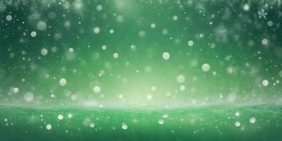 The primary subject of the image is a green background with a snowy, blurry effect. The setting appears to be a forest or a natural environment. The visual style is a combination of a photo and digital art, creating a unique and artistic effect. The colors are predominantly green, with the snowy blur adding a touch of white. The overall atmosphere is serene and captivating.