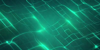 The primary subject of the image is a green, swirling, and wavy pattern. The setting is a dark background, which contrasts with the vibrant green color of the pattern. The visual style appears to be a digital art or illustration, as the pattern is intricate and detailed. The colors and mood of the image are predominantly green, creating a sense of movement and energy.