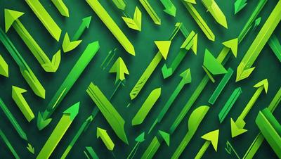 The primary subject of the image is a green background with a pattern of arrows. The setting is a wall, and the visual style is a digital art or illustration. The dominant colors are green and white, creating a calm and soothing atmosphere.