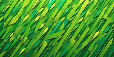 The primary subject of the image is a green, leafy plant with a patterned texture. The setting is a lush green field, and the visual style is a combination of a photo and digital art. The colors are predominantly green, and the overall atmosphere is vibrant and natural.