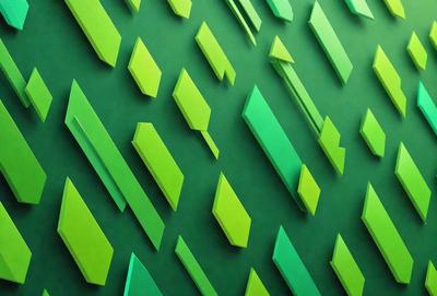 The primary subject of the image is a green wall with a pattern of triangles. The setting is a room with a green background. The visual style is a combination of digital art and illustration. The dominant colors are green and white, creating a calm and soothing atmosphere.
