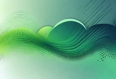 The primary subject of the image is a green and white wave pattern. The setting is a green background, which creates a vibrant and lively atmosphere. The visual style is a combination of digital art and illustration, giving the image a unique and creative appearance. The dominant colors are green and white, which evoke a sense of freshness and tranquility.