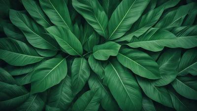 The image features a large green leafy plant with a dense foliage. The plant is the primary subject, and it is set against a backdrop of a green background. The visual style of the image is a close-up of the plant, showcasing its intricate details. The colors in the image are predominantly green, creating a lush and vibrant atmosphere.