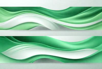 The primary subject of the image is a green and white wave, which is the main focus of the scene. The wave is depicted in a digital art style, giving it a modern and visually appealing appearance. The setting is a white background, which provides a clean and minimalist look to the image. The colors and mood of the image are predominantly green and white, creating a sense of calmness and tranquility.