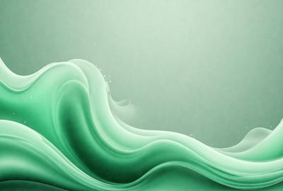 The primary subject of the image is a large, flowing wave. The wave is depicted in a digital art style, with a green and white color scheme. The setting is a green background, which complements the wave's color. The visual style gives the impression of a dynamic and powerful force of nature.