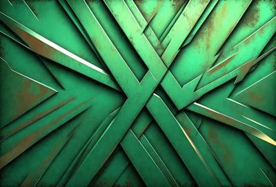 The primary subject of the image is a green and brown patterned wall. The setting is a room with a green and brown wallpaper. The visual style is a combination of digital art and illustration. The dominant colors are green and brown, creating a warm and earthy atmosphere.