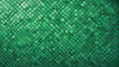 The primary subject of the image is a green and white mosaic pattern. The setting is a green background, and the visual style is a digital art or illustration. The dominant colors are green and white, creating a calm and soothing atmosphere.