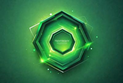 The primary subject of the image is a green and white geometric design, which appears to be a logo or a decorative element. The setting is a green background, which complements the colors of the design. The visual style is digital art, as the design is likely created using computer software. The dominant colors are green and white, giving the design a clean and modern appearance.