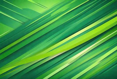 The primary subject of the image is a green plant with long, curved leaves. The setting is a lush green background, which adds to the overall atmosphere of the image. The visual style is a combination of a photo and digital art, creating a vibrant and detailed representation of the plant. The colors and mood of the image are predominantly green, giving it a fresh and natural feel.