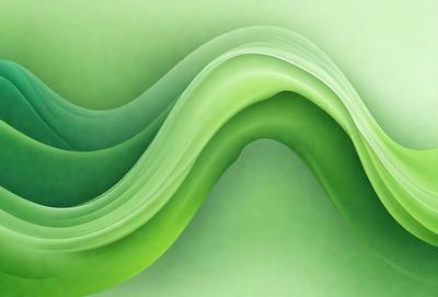 The primary subject of the image is a green wave or a green water-like surface. The setting is a green background, which creates a vibrant and lively atmosphere. The visual style is a combination of a photo and digital art, giving the image a unique and artistic appearance. The dominant colors are green, which creates a sense of freshness and tranquility.