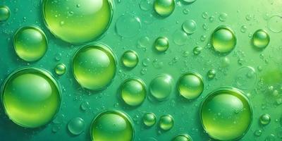 The primary subject of the image is a close-up of a green surface, possibly a wall or a piece of fabric, with numerous small green bubbles or droplets covering it. The setting appears to be a room or an indoor space, as the green surface is the main focus of the image. The visual style is a close-up, which emphasizes the details of the green bubbles. The colors and mood of the image are predominantly green, creating a calm and soothing atmosphere.