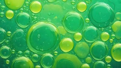 The primary subject of the image is a close-up of a green, bubbly substance, which appears to be a mixture of green and yellow colors. The setting is a background of a green and yellow substance, creating a vibrant and lively atmosphere. The visual style of the image is a digital art or illustration, with a focus on the bubbly texture and the green and yellow colors. The colors and mood of the image are energetic and lively, with the green and yellow subst