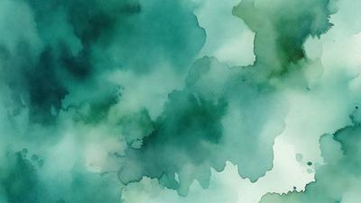 The primary subject of the image is a large, colorful, and abstract painting of a cloud. The setting is a white background, which provides a clean and minimalist appearance. The visual style is a combination of digital art and illustration, creating a unique and artistic representation of the cloud. The dominant colors in the painting are shades of green, blue, and white, which contribute to a calming and serene atmosphere.