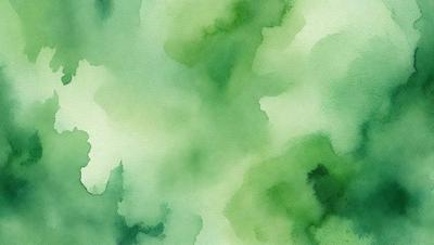 The primary subject of the image is a green leafy plant. The setting is a green background, which creates a natural and vibrant atmosphere. The visual style is a watercolor painting, giving the image a unique and artistic appearance. The dominant colors are green, which is prevalent throughout the plant, and the overall mood is lively and fresh.