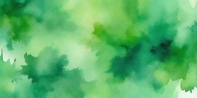 The primary subject of the image is a green leafy plant. The setting is a lush green forest, with the background featuring a variety of green leaves. The visual style is a watercolor painting, giving the image a vibrant and natural atmosphere. The dominant colors are green, with various shades and hues, creating a serene and calming mood.