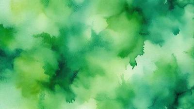 The primary subject of the image is a close-up of a green plant with a watercolor-like appearance. The setting is a watercolor painting, which gives the image a unique and artistic visual style. The dominant colors in the image are green, which creates a calm and natural atmosphere.