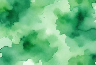 The primary subject of the image is a green leafy plant with a watercolor-like appearance. The setting is a green background, which complements the plant's vibrant color. The visual style is a watercolor painting, giving the image a unique and artistic touch. The colors and mood are predominantly green, creating a serene and natural atmosphere.